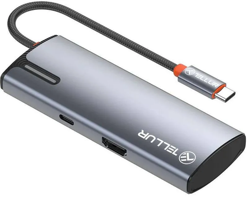 Hub USB Tellur USBC 3.0 Tellur Basic, 4 port, gri