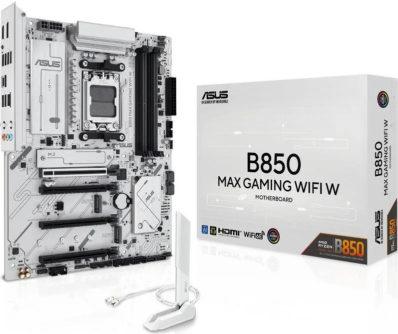 Placa de Baza Asus B850 MAX GAMING WIFI W, AM5, DDR5, Alb, 90MB1M10-M0EAY0