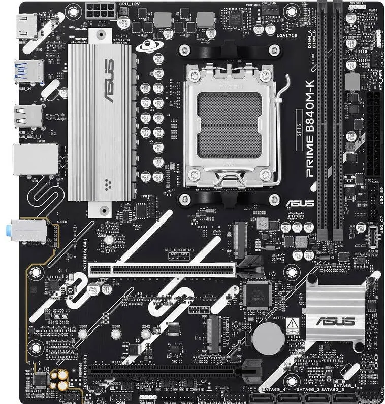 Placa de Baza Asus PRIME B840M-K, AM5, DDR5, mATX, Negru, 90MB1PK0-M0EAY0