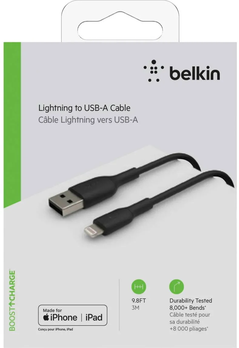 BELKIN Cablu Date Lightning Cable 3m, PVC, black, mfi cert.