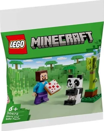 LEGO Minecraft - Steve cu puiul de panda
