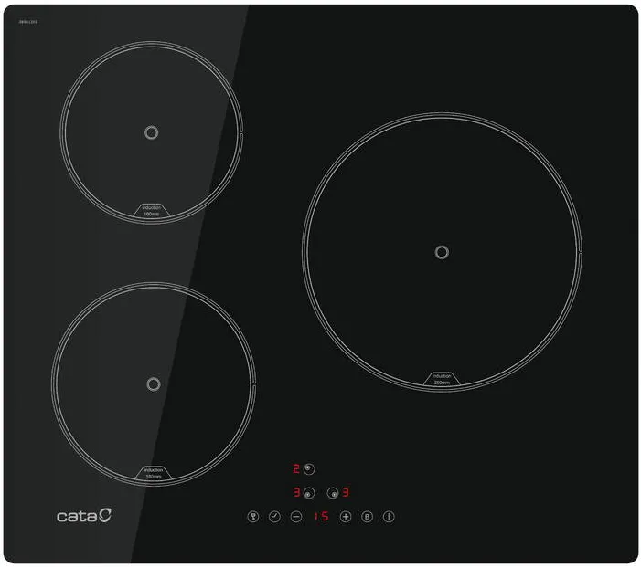 Plita CATA IB 6403 E2 BK, Induction, Width 59cm, 3 cooking zones, Touch control, Black