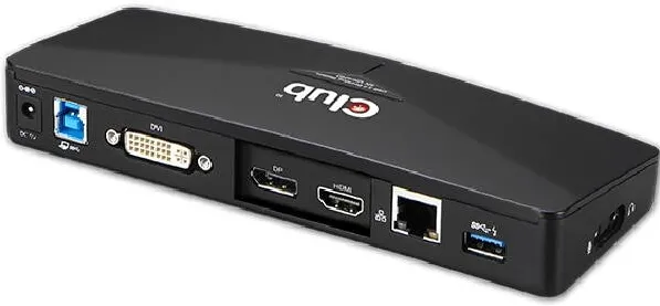Docking Station CLUB 3D 4K USB3 ->3xUSB3/HDMI/DP/DVI/ black