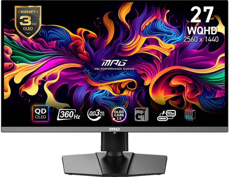 Monitor MSI LED Gaming MPG 271QRX 27 inch QHD QD-OLED 0.03 ms 360 Hz USB-C HDR FreeSync Premium Pro