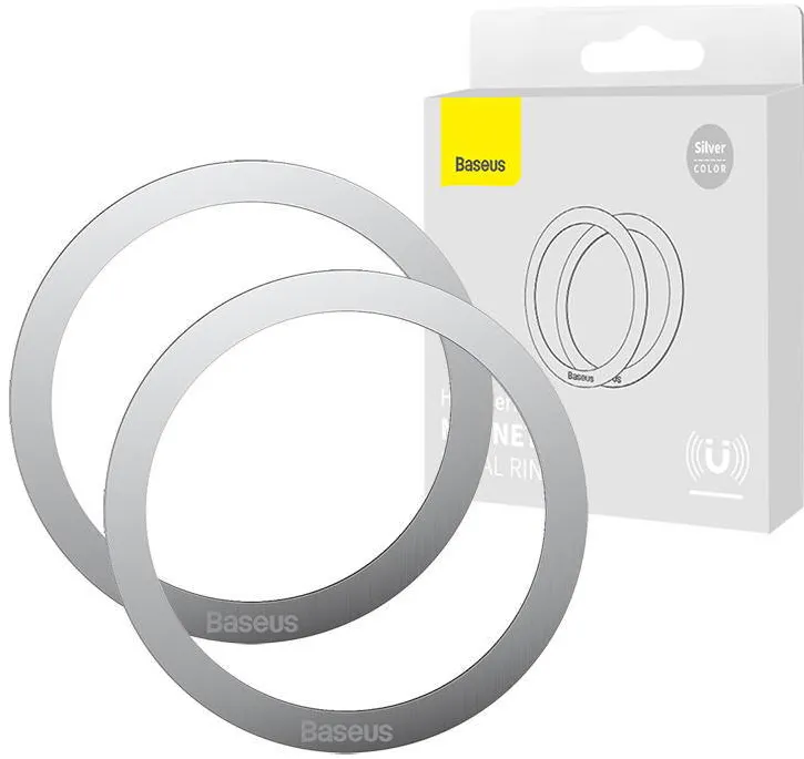 Baseus Inel magnetic Baseus Halo pentru telefon, MagSafe, argintiu (2 buc.)