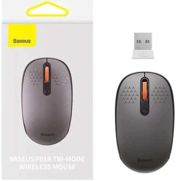 Mouse Baseus MOUSE Baseus PC sau NB wireless, 2.4GHz si Bluetooth, optic, 800/ 1200/1600 dpi,butoane/scroll 3/1, gri