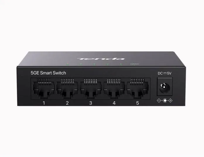 Switch Tenda managed, 5 porturi gigabit RJ-45, management Tenda CloudFi, metalic