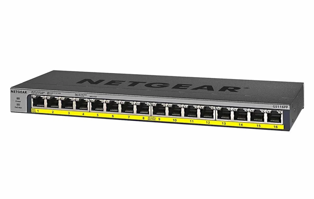 Switch Netgear ProSafe 16-PT PoE+ Gigabit Switch Metal Budget PoE 183W (GS116PP)
