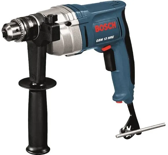 BOSCH GBM 13 HRE - Masina de gaurit fara percutie, 550 W, mandrina cu cheie, 13 mm, 1 treapta viteza, carcasa angrenaj aluminiu, turatie reglabila