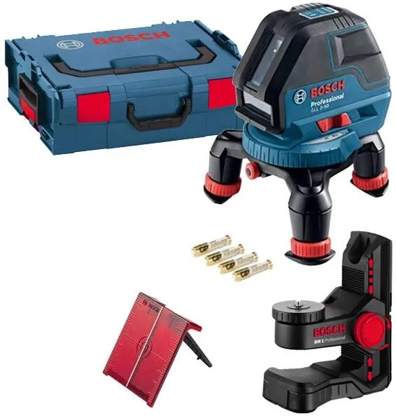 BOSCH GLL 3-50 + BM 1 - Nivela laser cu linii si puncte, 3 linii laser, 10 m, - puncte laser, 5 m, +/-0.3 mm/m, suport perete, valiza speciala