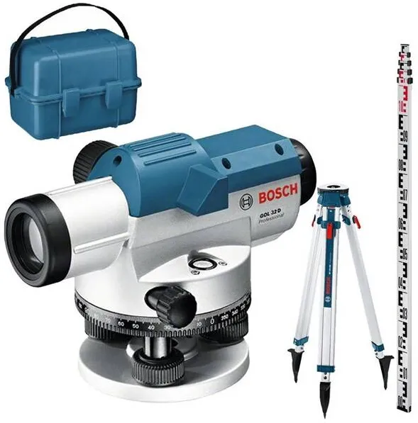 BOSCH GOL 32G + BT160 + GR500 - Nivela optica, 120 m, 32X, +/-15 grade, trepied, mira, valiza plastic
