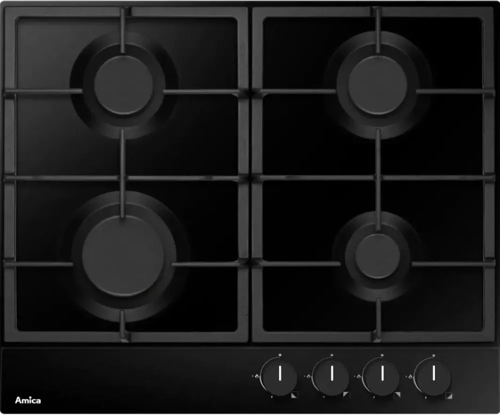 Plita Amica incorporabila PGA6100APB, Gaz, 4 zone de gatit, 59 cm, Negru