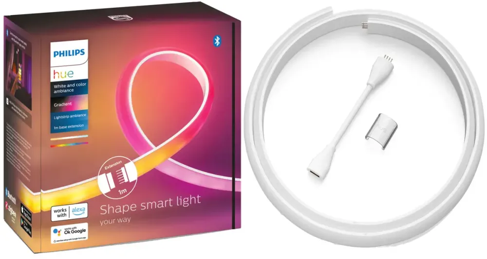 Philips Extensie banda LED RGB inteligenta Hue Gradient Lightstrip, 12.3W, 900 lm, lumina alba si colorata, IP20, Silicon, 100 cm