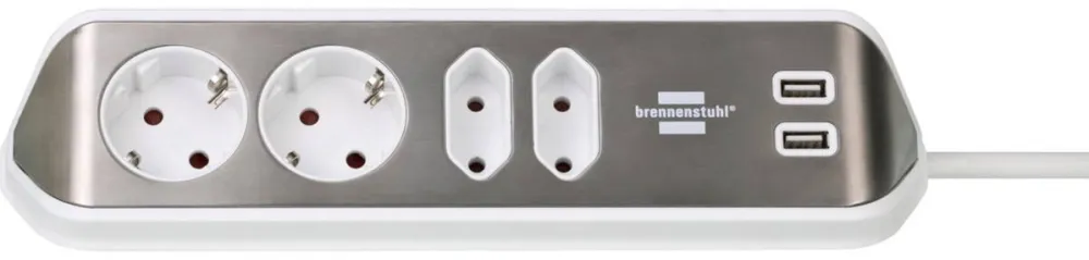 Brennenstuhl Priza / Prelungitor estilo Corner 4-way Extension Lead silver/white