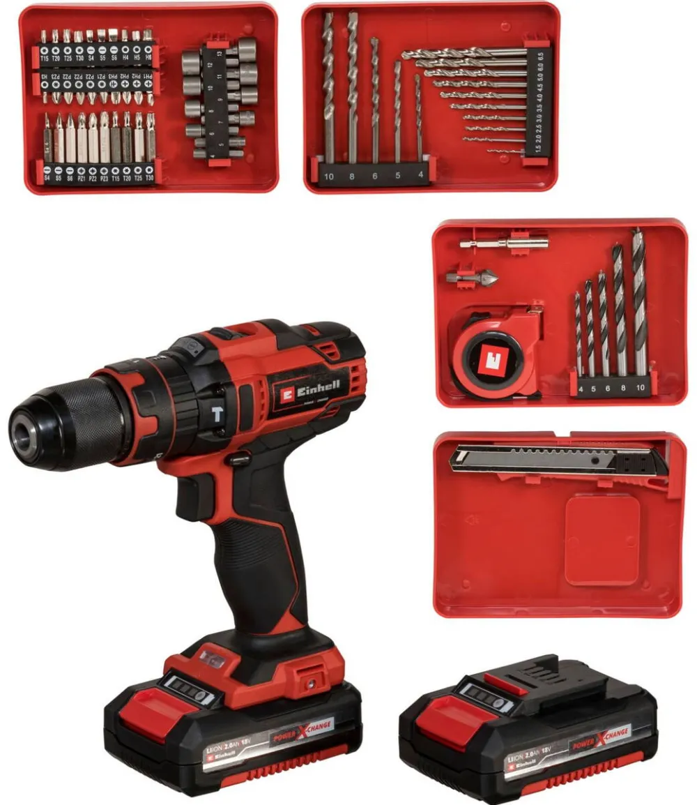 Einhell Masina de gaurit cu impact fara fir TE-CD 18/40 Li-i +64 (2x2,0Ah)