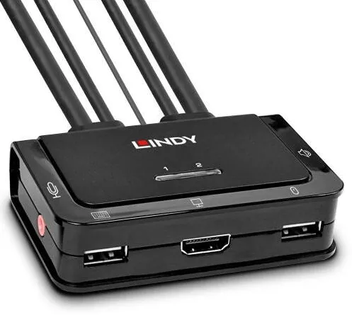 Splitter Lindy HDMI 2.0 USB 2.0 mit Audio 2 porturi 18G