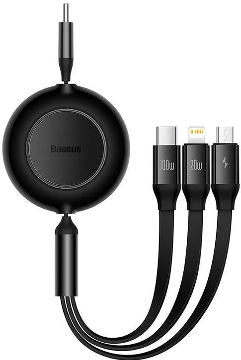 Cablu de Date Baseus Bright Mirror 4, USB-C 3-in-1 for micro USB / USB-C / Lightning 100W / 3.5A 1.1m Negru