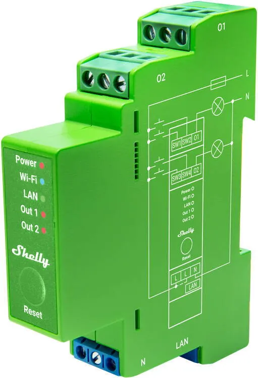 Shelly DIN Rail Smart Switch Shelly Pro Dimmer , 2 channels