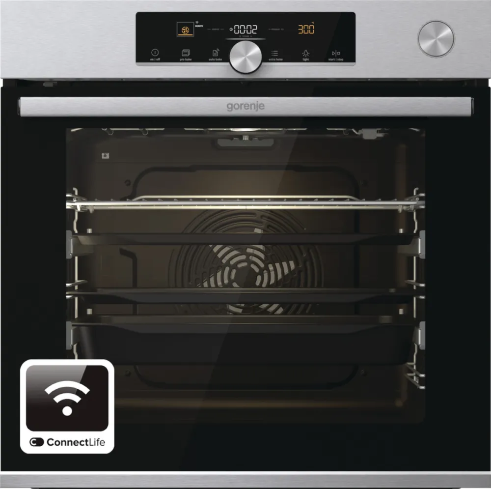GORENJE Cuptor incorporabil BPSA6747A08XWI, Electric, 77 L, Autocuratare pirolitica, BakeSensor, SteamAssist, AutoBake, PerfectGrill, ConnectLife, Clasa A+, Inox