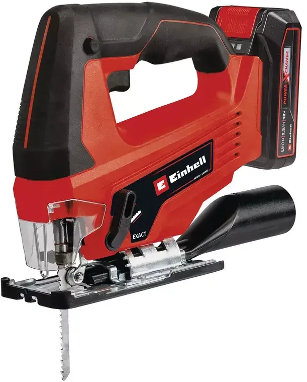 Einhell Ferastru pendular pe acumulator Power X-Change TC-JS 18 Li, 18 V, functie de cursa pendulara, adaptor de aspiratie, 1 acumulator de 2.5 Ah, incarcator, geanta