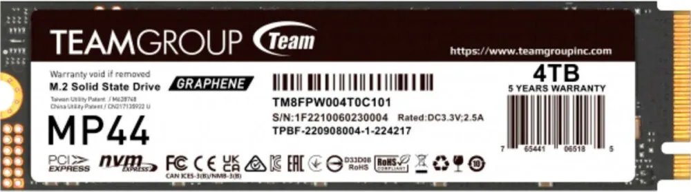 SSD Team Group  MP44 4TB.  (PCIe 4.0 x4. NVMe. M.2 2280)