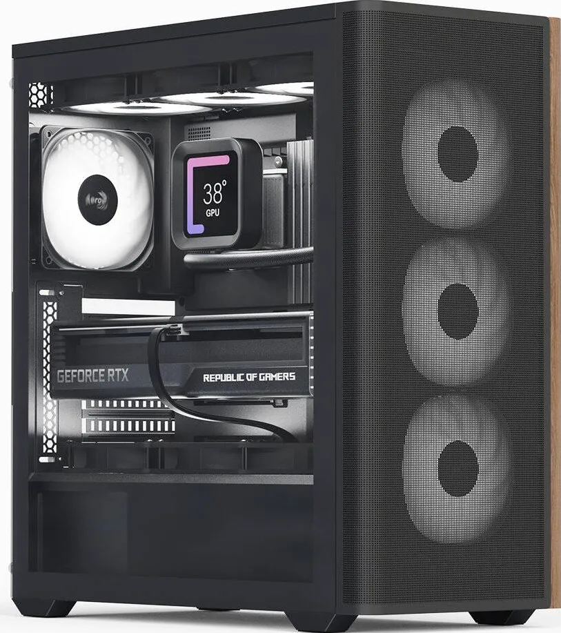 Carcasa PC Aerocool   Midi D501A-G-BK-V2 (B/Wood/)