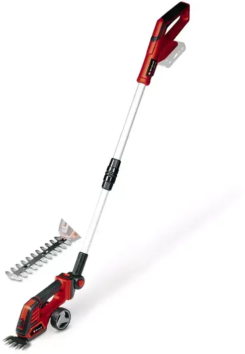 Einhell Foarfeca electrica pe acumulator pentru tuns gard viu GE-CG 18/100 Li T-Solo, 18 V, Tehnologia PXC, 200 mm latime taiere cutit arbusti, 100 mm latime taiere cutit iarba, fara acumulator/incarcator