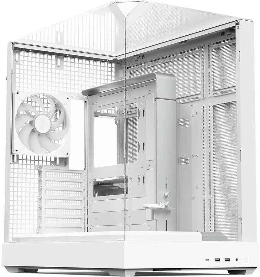 Carcasa PC APNX Carcasa PC mid-tower APNX V2 ATX, sticla panoramica, 4 ventilatoare de 140 mm, X-Pand Flow, alba