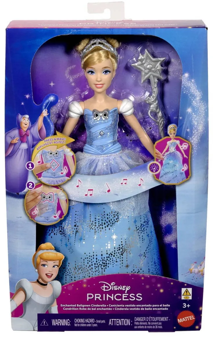 MATTEL Papusa interactiva Disney Princess - Cenusareasa, cu rochie luminoasa