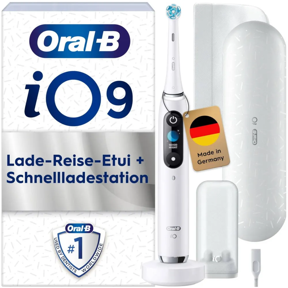 ORAL-B Periuta de dinti electrica Oral-B iO Series 9, Periuta de dinti electrica, Incl. 1 cap de perie, carcasa de calatorie de incarcare, statie de incarcare rapida, 7 moduri pentru ingrijirea dentara, periuta de dinti electrica, proiectata de maro, alb