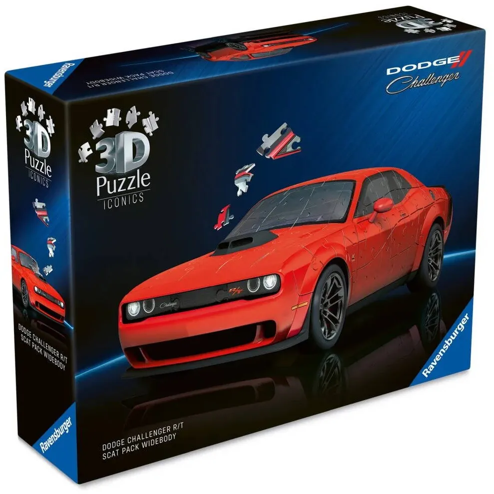 Puzzle Ravensburger Puzzle 3D Ravensburger Dodge Challenger R/T Scat Pack Widebody, 108 piese, multicolor