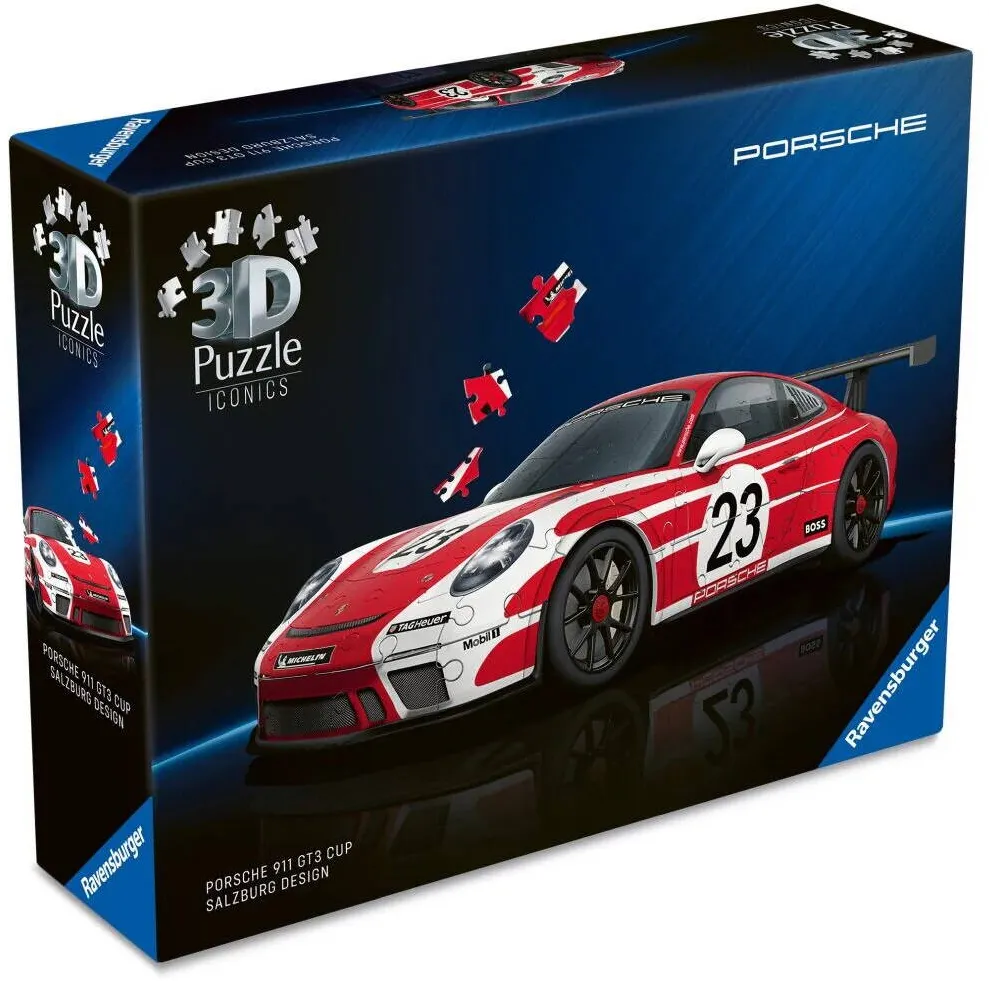 Puzzle Ravensburger Puzzle 3D Ravensburger Porsche 911 GT3 Cup, 108 piese, design special, multicolor