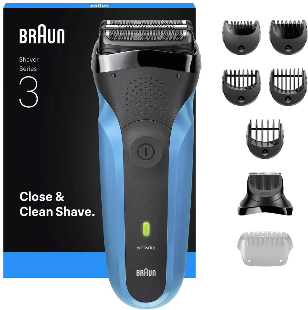 BRAUN Aparat electric de ras Braun Series 3 310BT, 3 Lame Flexibile, Utilizare umeda/uscata, Proiectat In Germania, Albastru