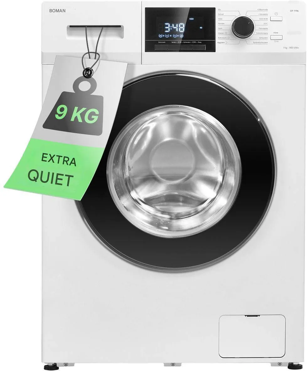 Bomann Masina de spalat rufe Bomann, WA7196W, capacitate 9 kg, clasa energetica A, 16 programe, 1400 rpm, 6 trepte de temperatura, protectie anti-blocare pompa, Child Lock, spalare si clatire suplimentare, optiune de auto-curatare a tamburului, alb
