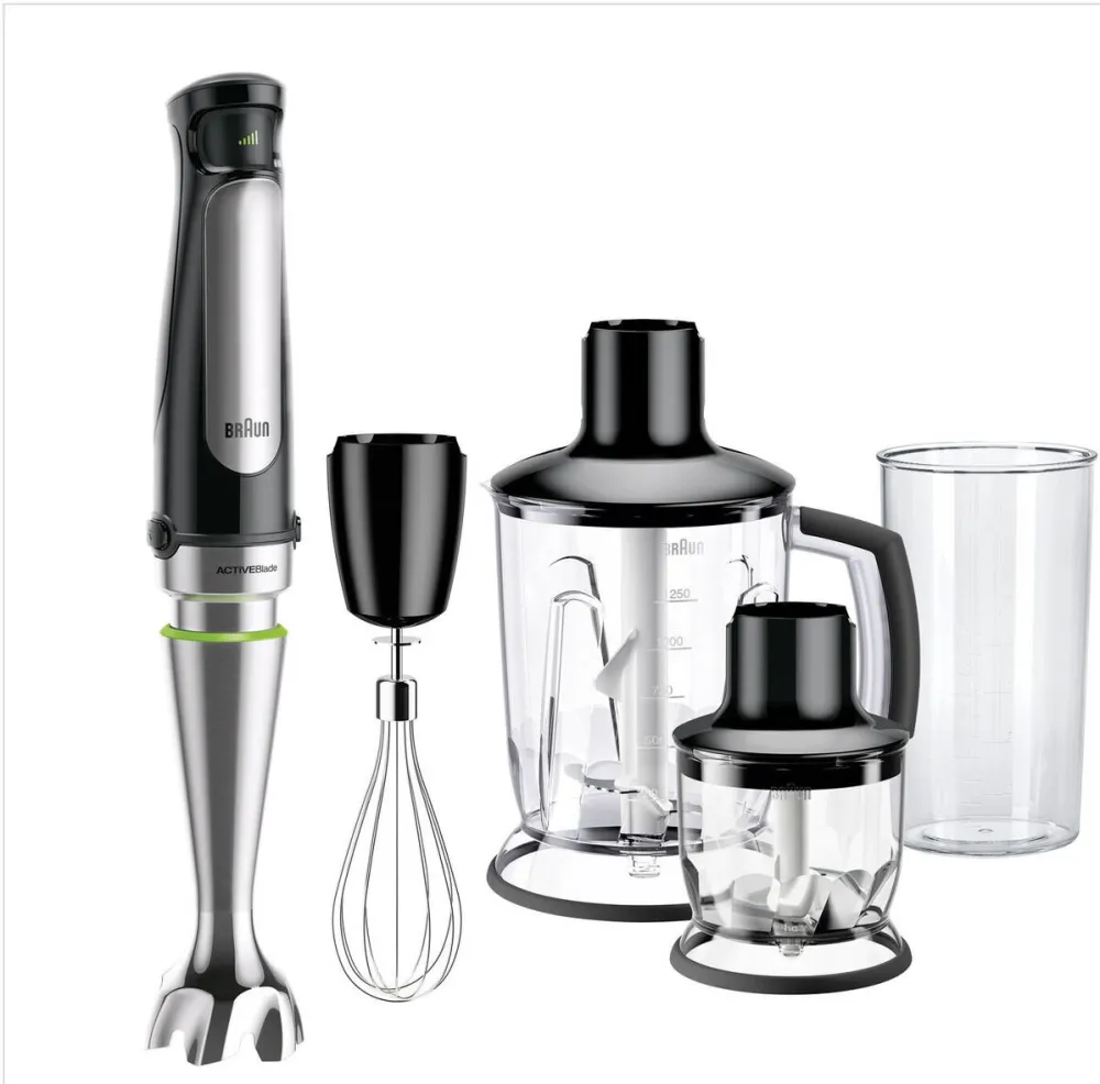 BRAUN Mixer vertical Braun MQ7045X, 1000 W, viteza variabila Easy SmartSpeed, Blender 1.25 l, Tocator 350 ml, Tel, Pahar gradat 600 ml, Negru