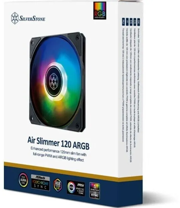 Silverstone Ventilator PC SILVERSTONE SST-AS120B-ARGB, 120mm, 1800 rpm, Negru, 120x120x25mm