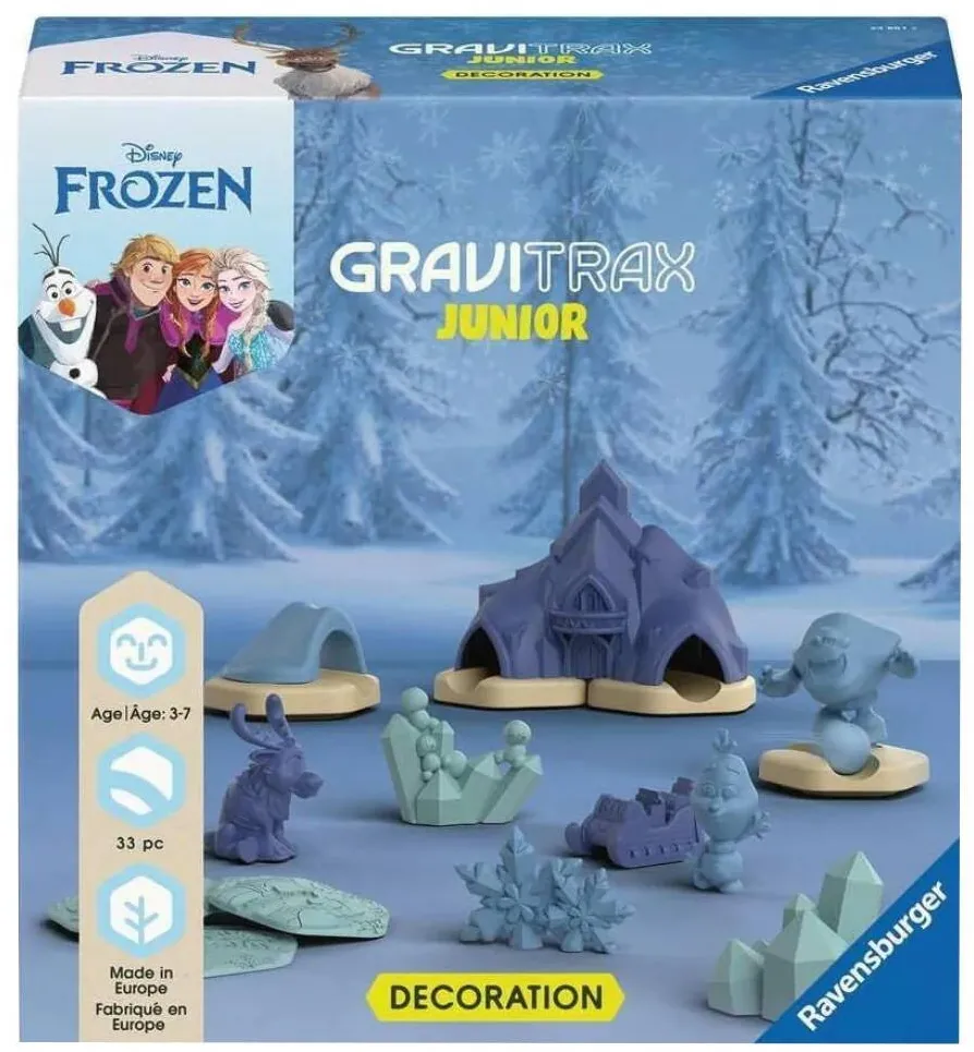 Jucarie Educationala Ravensburger Joc de constructie Gravitrax Junior, Frozen Decorations, set de accesorii, Regatul de Gheata, 33 piese