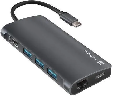 Hub USB Natec Statie de andocare Natec Fowler 2 V2, USB-C, HDMI 4K, RJ45, SD, Micro SD