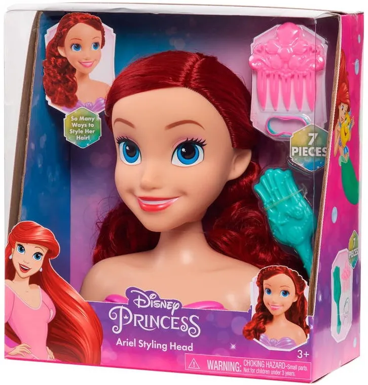 Just Play Cap de stilizare Disney Princess Ariel, Just Play, set cu pieptene, 3+ ani, multicolor, dimensiuni ambalaj: 30x20x10cm