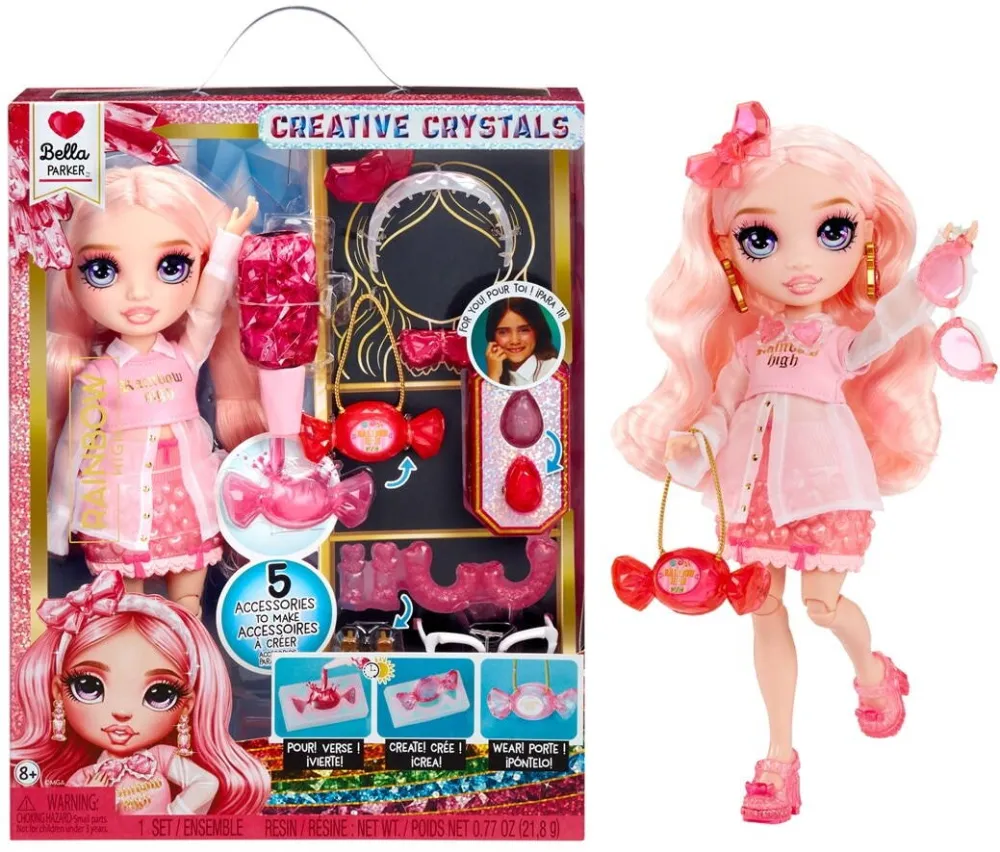 Mga Set creativ MGA, Rainbow High Create Crystal Fashion Bella, multicolor, 8 ani, 28cm