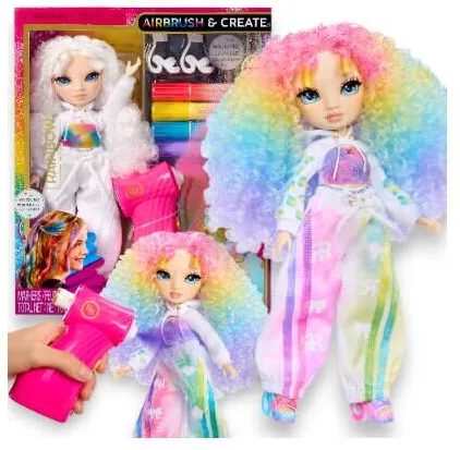 Mga Papusa MGA Rainbow High Airbrush Create, alb, set cu aerograf si 6 markere, 28cm