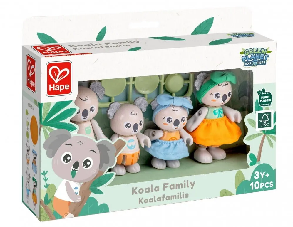Hape Set figurine din lemn, Hape, Familia Koala, 10 piese