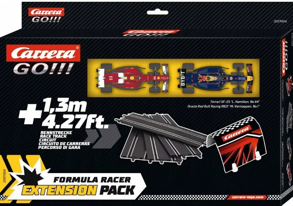 Jucarie creativa Carrera Set extensie circuit F1 RACER cu 2 masini 1:43, Carrera GO!, montaj rapid, 4 segmente drepte