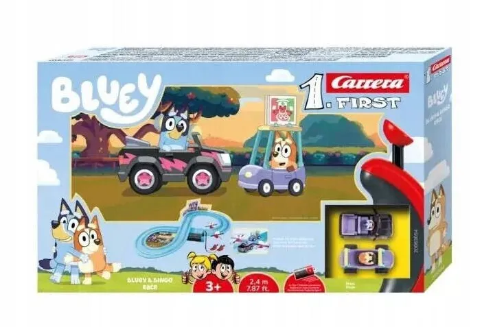Jucarie creativa Carrera Set Pista Masinute Carrera 1First Bluey KidsRace, 2.4m, Usor de asamblat, Recomandat 3 ani+