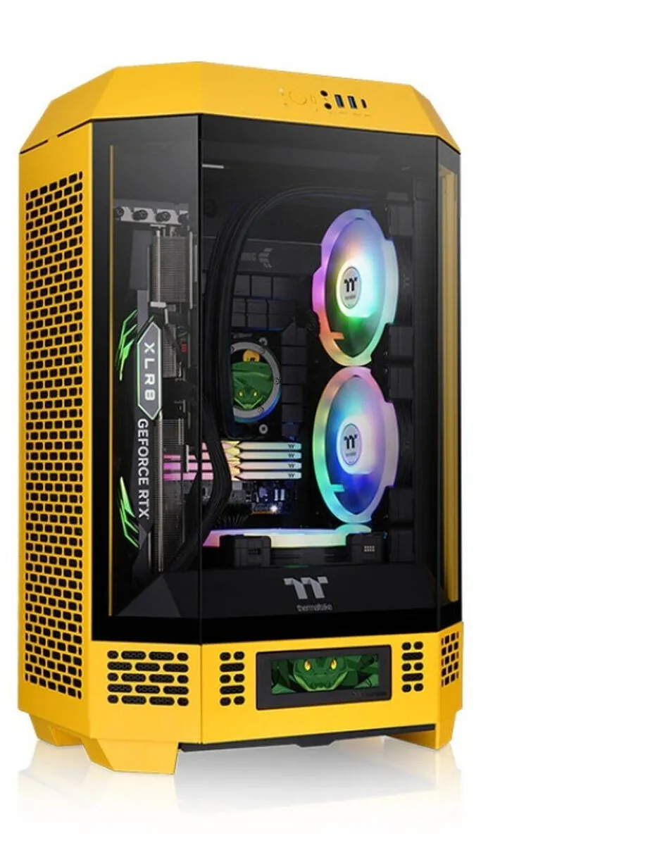 Carcasa PC Thermaltake Carcasa PC, Thermaltake, ATX, Middle Tower, Sticla securizata, USB-C 3.2, Galben, 8.3Kg
