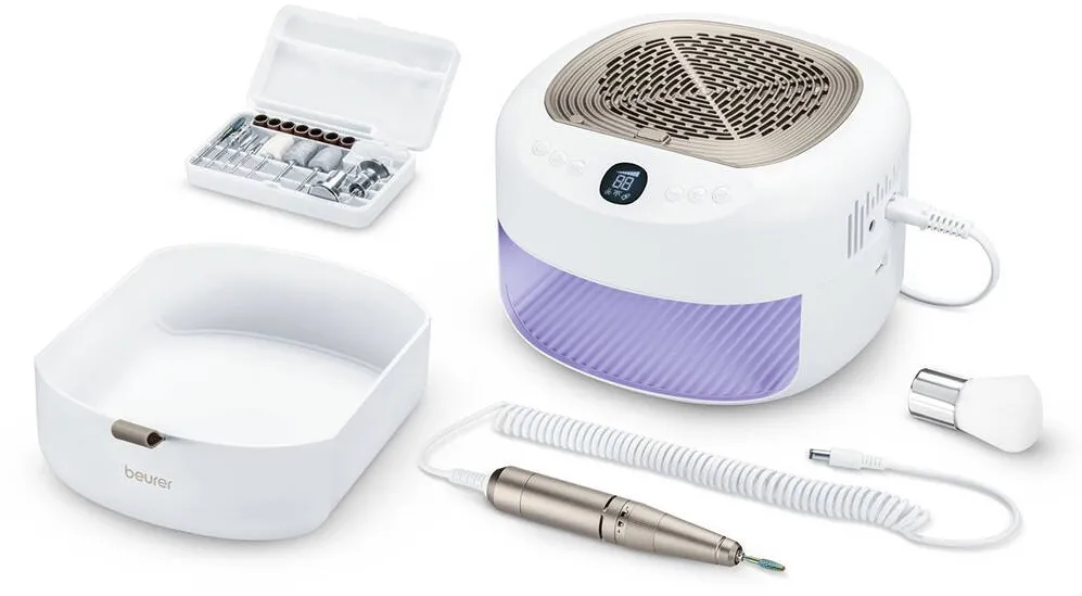 Beurer Set de manichiura/ pedichiura profesionala StudioNails Pro MP 200 Beurer, Freza de unghii, lampa UV/ LED si aspirator de praf de unghii, pana la 26.000 rotatii/minut, 9 accesorii, pentru toate lacurile si gelurile cu intarire UV