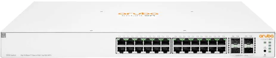 Switch Aruba Aruba Instant On 1930 24G Class4 PoE 4SFP/SFP+ 370W Managed L2+ Gigabit Ethernet (10/100/1000) Power over Ethernet (PoE) 1U White