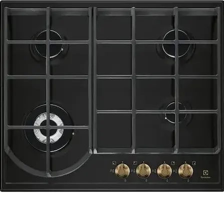 Plita ELECTROLUX incorporabila EGH6343ROR, Gaz, 4 arzatoare, Gratare de fonta, Rustic negru