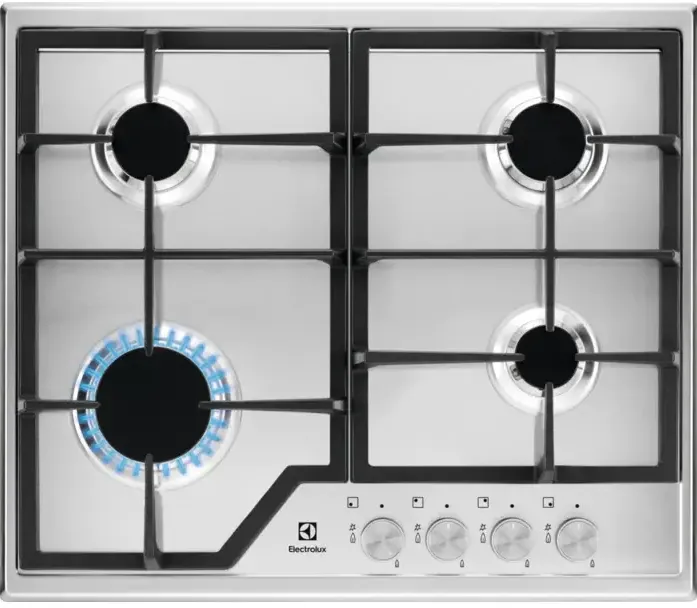 Plita ELECTROLUX incorporabila KGS6426SX, Gaz, 4 arzatoare, Aprindere electrica, Dispozitiv de siguranta, Gratare fonta, 60 cm, Inox