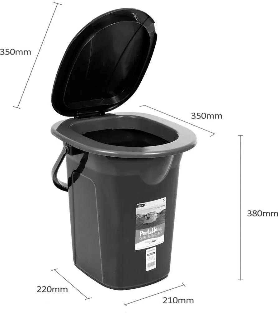 GREENBLUE  GB320BL Portable Travel Toilet Bucket Seat Camping Festival Handle Lid Durable Stable19L